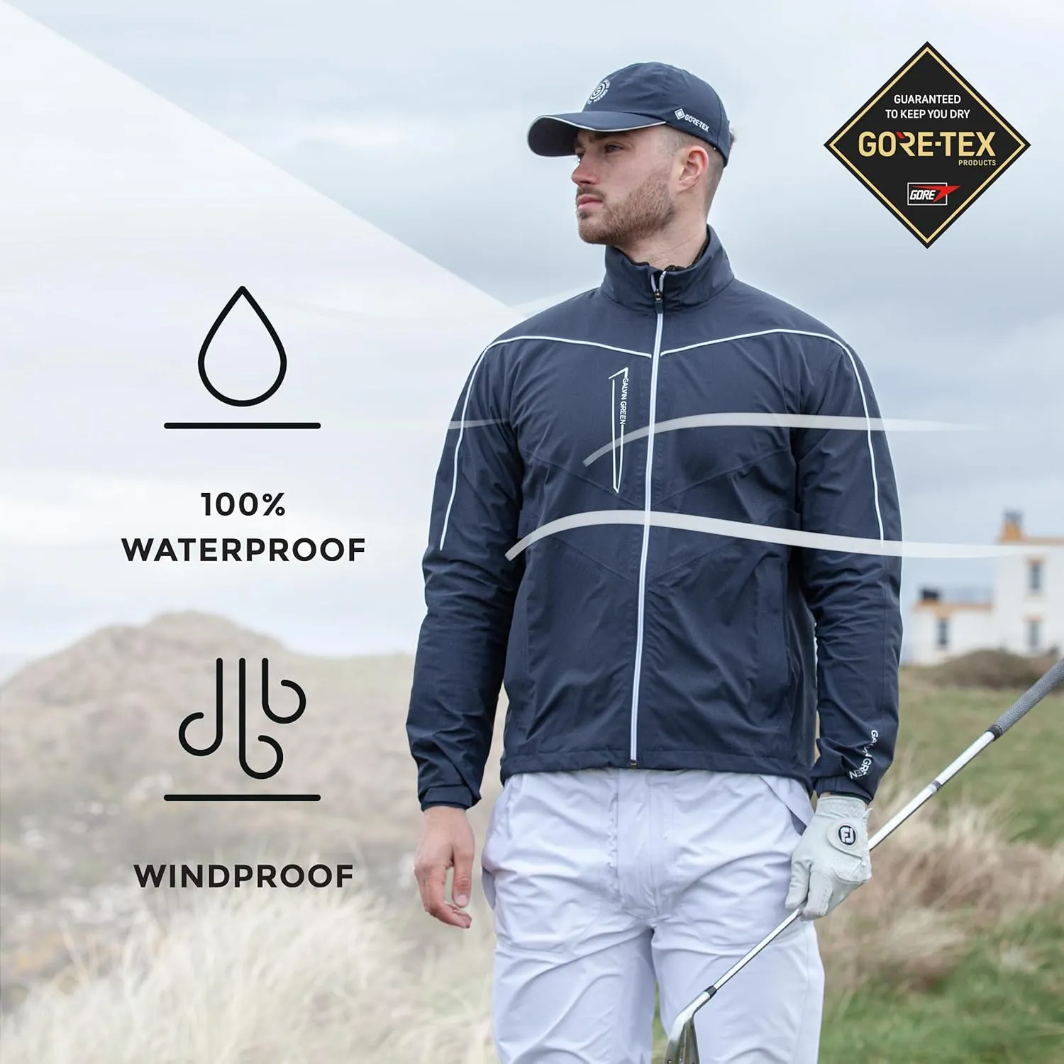 Galvin Green Mens GORE-TEX Paclite Waterproof Golf Rain Jacket, Packable Golf Jacket Men in Sizes M-XXL