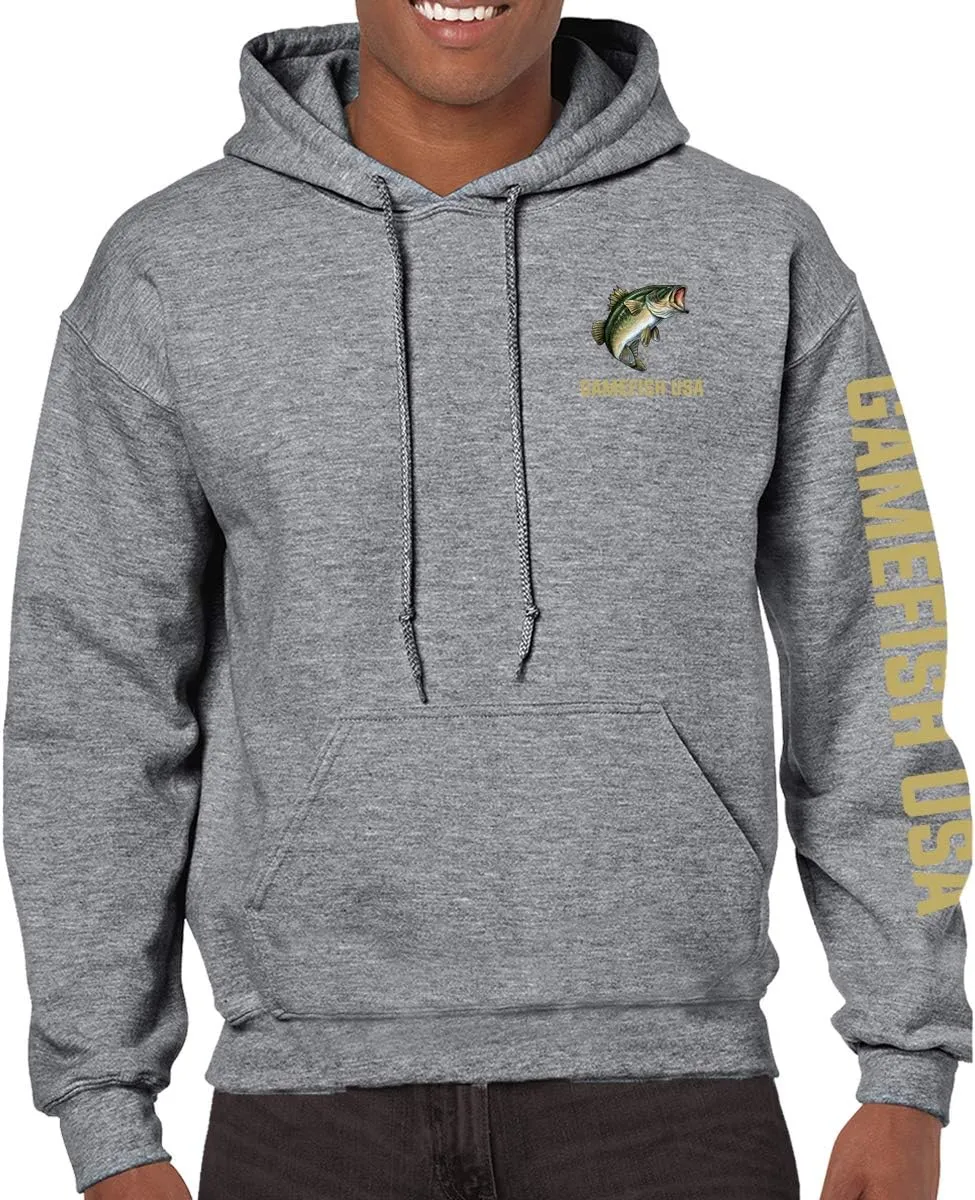 GAMEFISH USA Pullover Fleece Hooded Fishing Sweatshirt Bass Fishing Hoodie