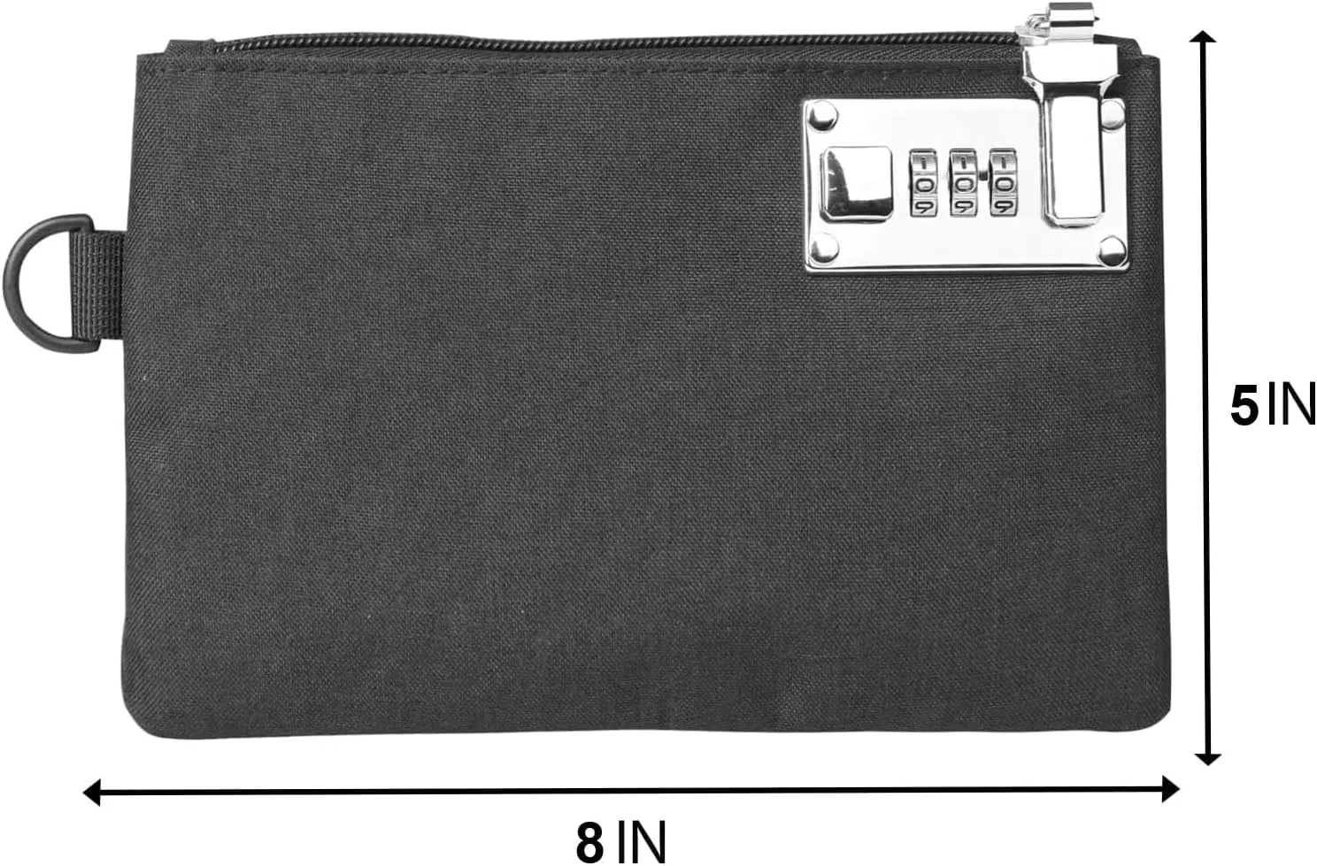 GEEDUD Lockable Money Bag - 5x8 Inches Durable Nylon Locking Bank Bag Coin Purse for Cash, Jewelry, Passports, Medicine, Credit Cards and Valuable Storage Cash Bag (Black)