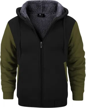 GEEK LIGHTING Men’s Fleece-Lined Zip Up Hoodie, Thick Hooded Jacket Winter Warm Athletic Sweatshirt