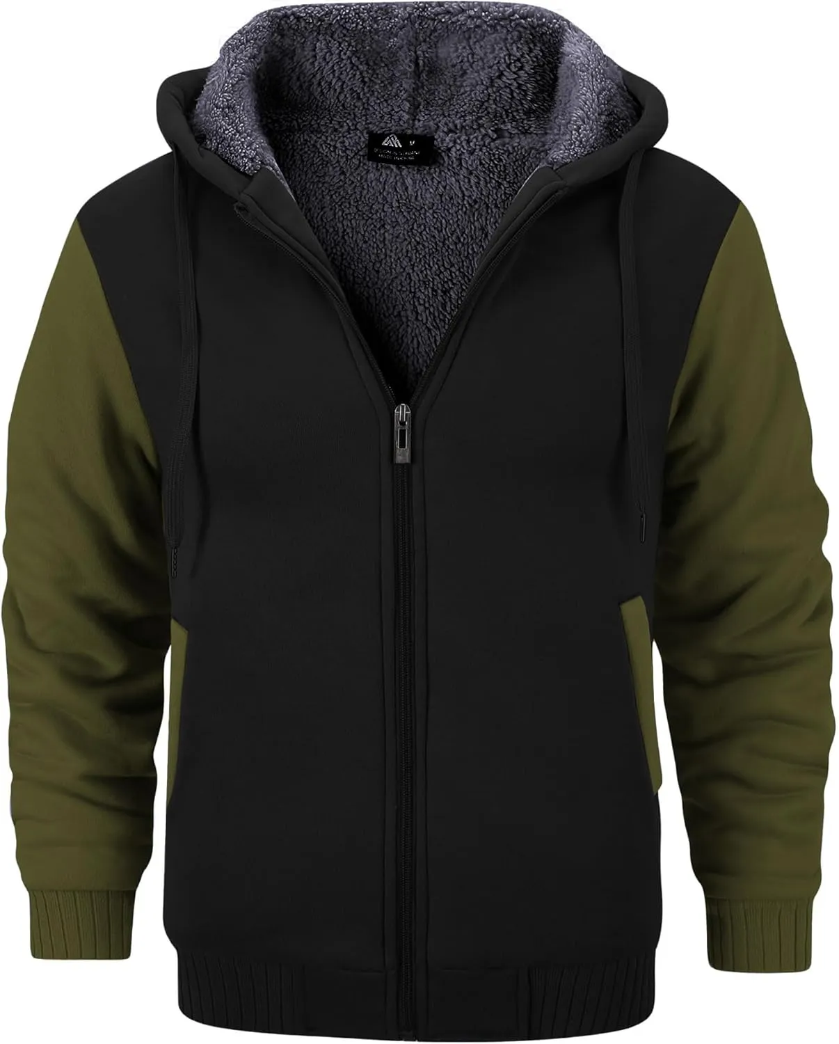GEEK LIGHTING Men’s Fleece-Lined Zip Up Hoodie, Thick Hooded Jacket Winter Warm Athletic Sweatshirt