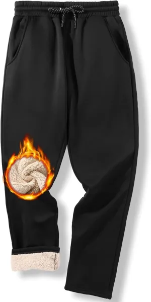 GEEK LIGHTING Men's Fleece Sweatpants Sherpa Lined Warm Drawstring Elastic Pants with Pockets