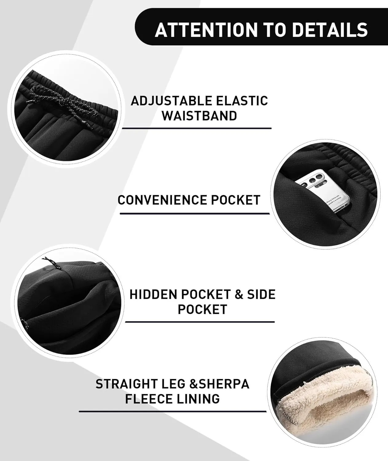 GEEK LIGHTING Men's Fleece Sweatpants Sherpa Lined Warm Drawstring Elastic Pants with Pockets
