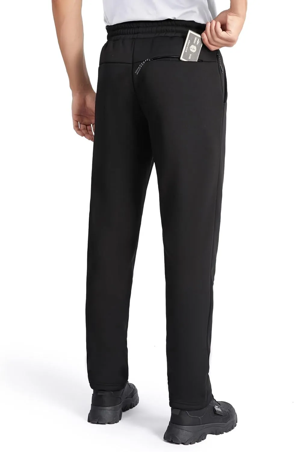GEEK LIGHTING Men's Fleece Sweatpants Sherpa Lined Warm Drawstring Elastic Pants with Pockets