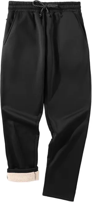 GEEK LIGHTING Men's Fleece Sweatpants Sherpa Lined Warm Drawstring Elastic Pants with Pockets