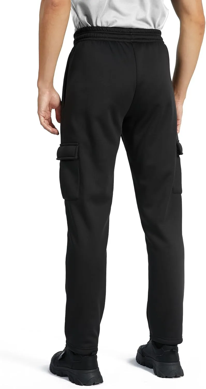 GEEK LIGHTING Men's Fleece Sweatpants Sherpa Lined Warm Drawstring Elastic Pants with Pockets