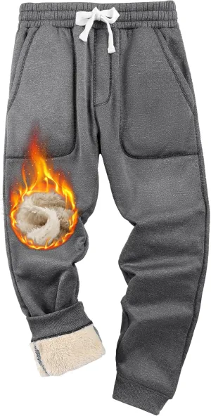 GEEK LIGHTING Men's Fleece Sweatpants Sherpa Lined Warm Drawstring Elastic Pants with Pockets