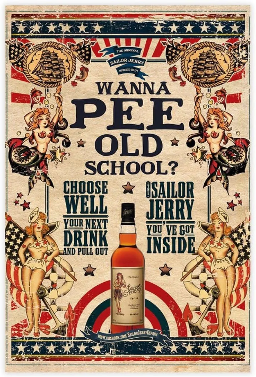 Generic Sailor Jerry Wanna Pee Old School Poster Canvas Poster Bedroom Decor Landscape Office Room Decor Gift Unframe-style Unframe-style16x24inch(40x60cm)