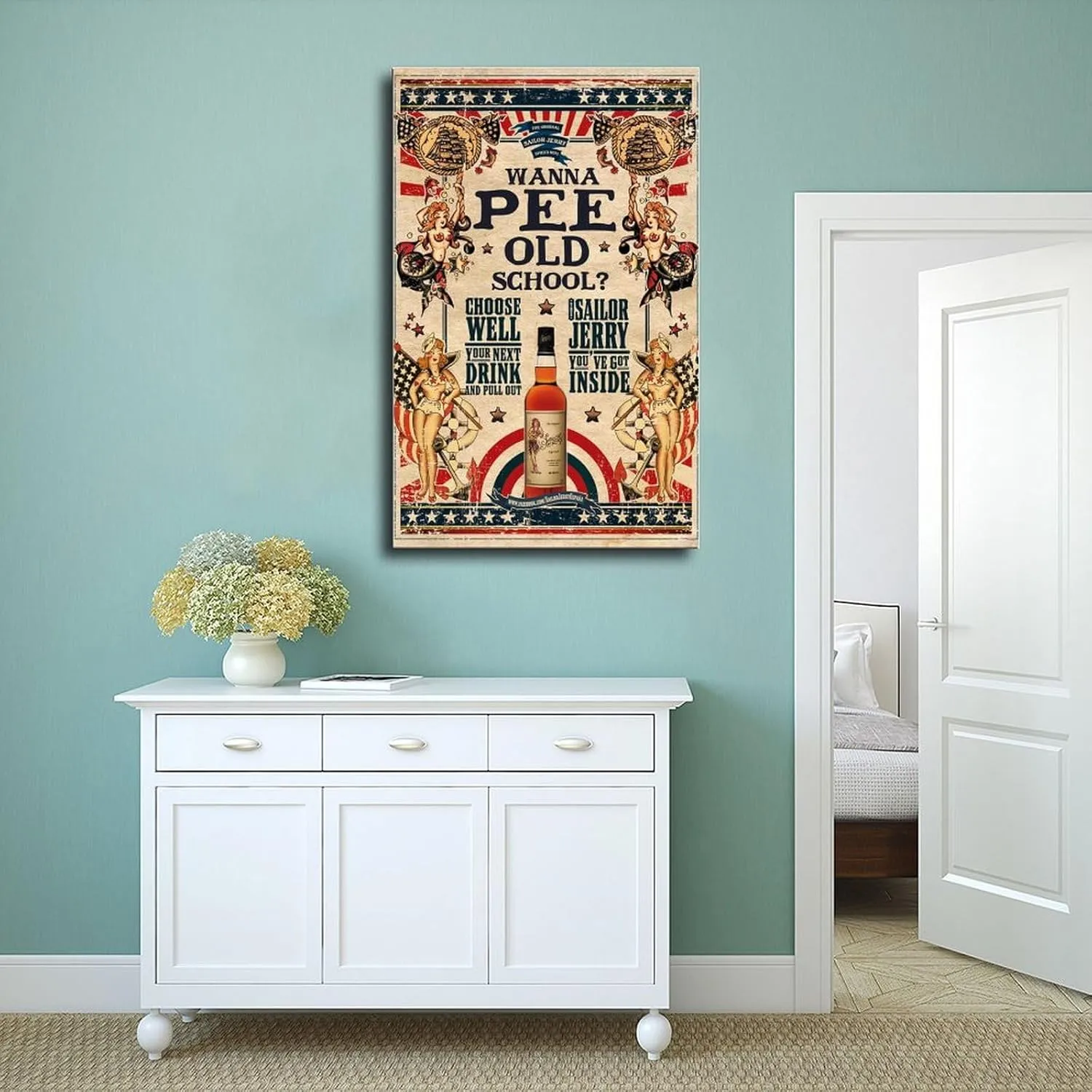 Generic Sailor Jerry Wanna Pee Old School Poster Canvas Poster Bedroom Decor Landscape Office Room Decor Gift Unframe-style Unframe-style16x24inch(40x60cm)