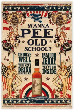 Generic Sailor Jerry Wanna Pee Old School Poster Canvas Poster Bedroom Decor Landscape Office Room Decor Gift Unframe-style Unframe-style16x24inch(40x60cm)