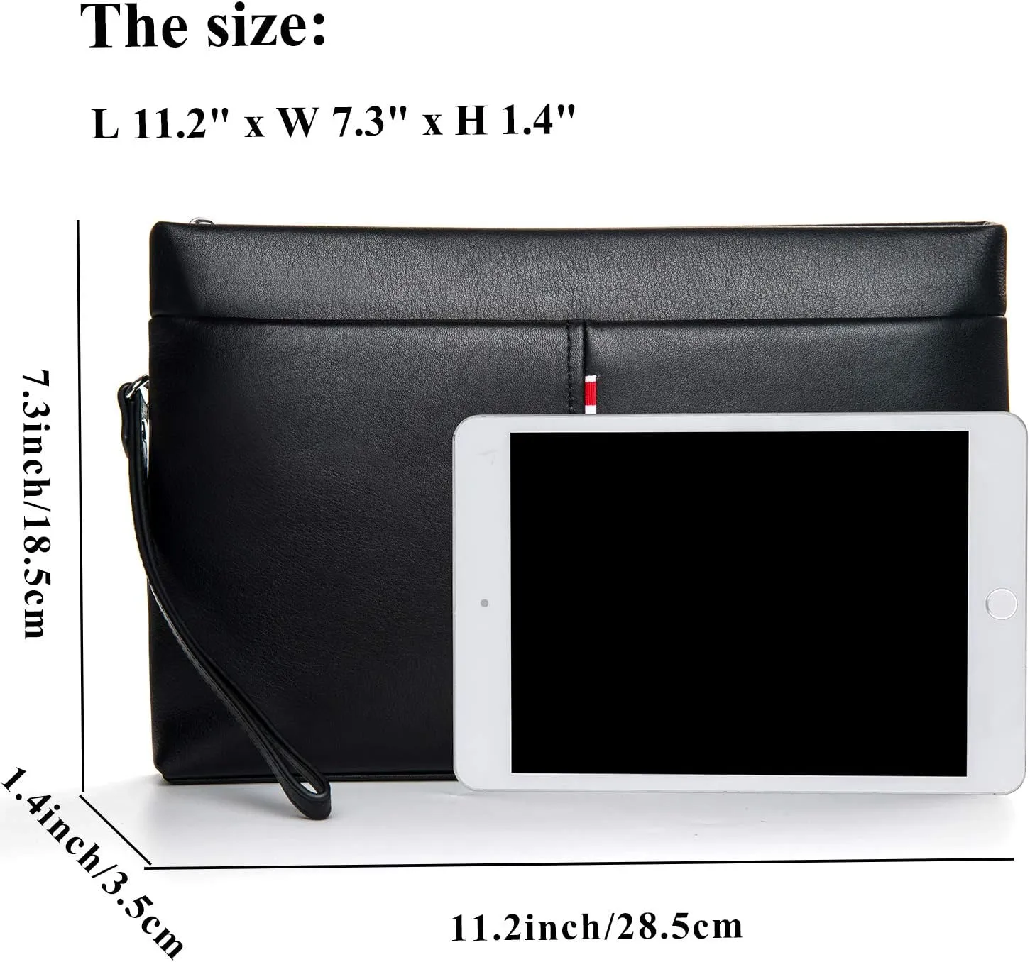 Genuine Leather Clutch Bag for Men Handbag Wrist Bag Business Large Purse Envelope Bag