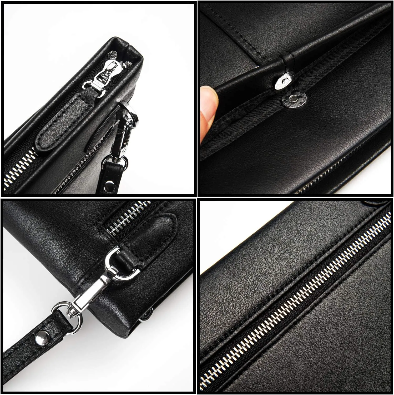 Genuine Leather Clutch Bag for Men Handbag Wrist Bag Business Large Purse Envelope Bag