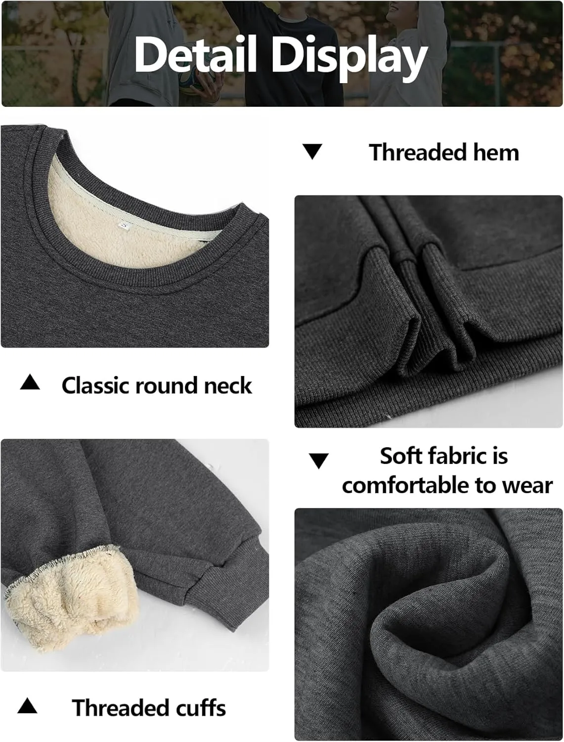 Gihuo Women's Winter Fleece Sherpa Lined Crewneck Pullover Sweatshirt
