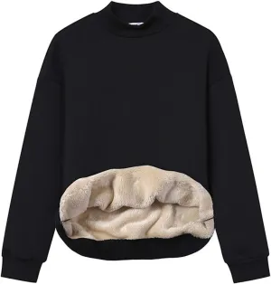 Gihuo Women's Winter Fleece Sherpa Lined Crewneck Pullover Sweatshirt