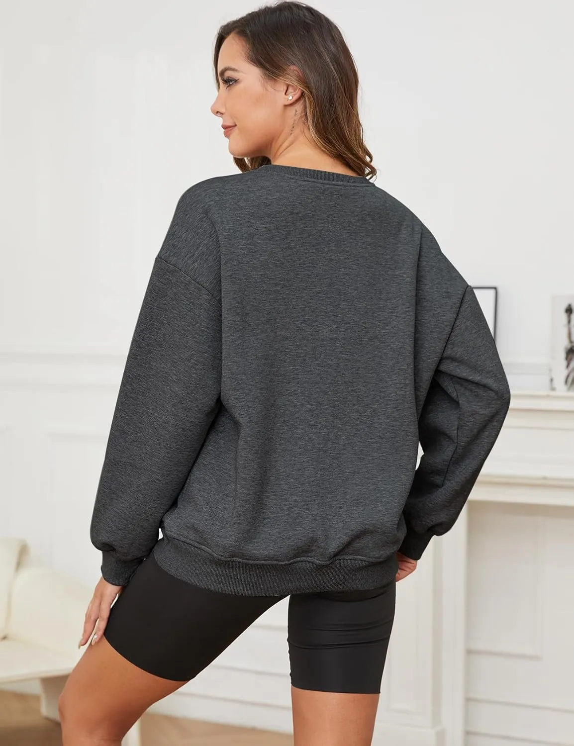 Gihuo Women's Winter Fleece Sherpa Lined Crewneck Pullover Sweatshirt