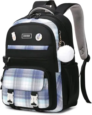 Girls Backpack, Kawaii Bookbag for Teen Multiple Pockets Kids School Backpack for Primary Elementary Middle School,Age 6-14, Black