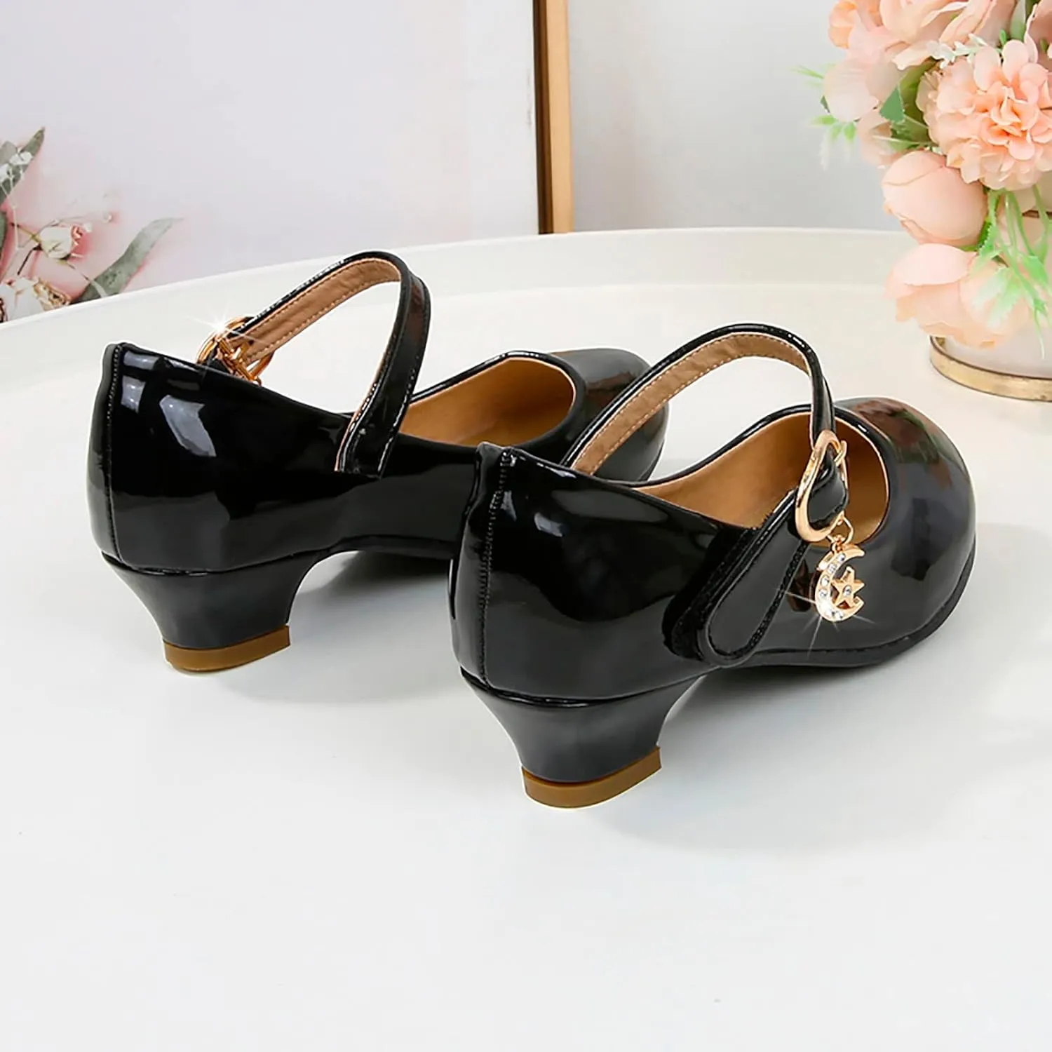 Girls High Heeled Shoes Princess Shoes Primary School Students Single Shoes Children Leather Shoes Girls Sandals