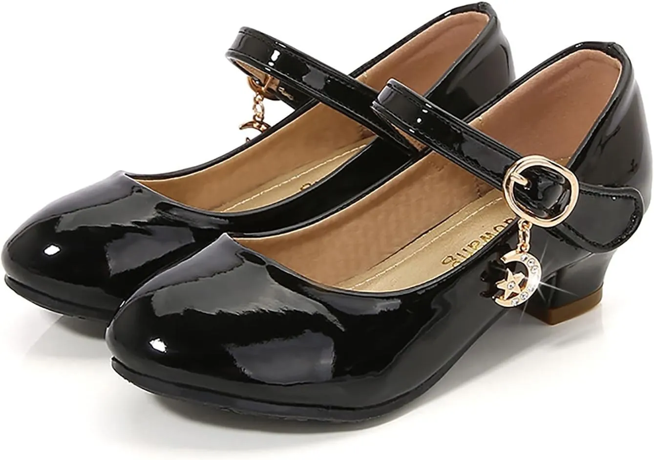 Girls High Heeled Shoes Princess Shoes Primary School Students Single Shoes Children Leather Shoes Girls Sandals