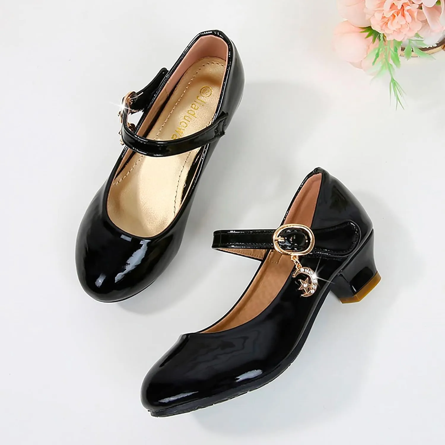 Girls High Heeled Shoes Princess Shoes Primary School Students Single Shoes Children Leather Shoes Girls Sandals