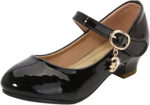 Girls High Heeled Shoes Princess Shoes Primary School Students Single Shoes Children Leather Shoes Girls Sandals