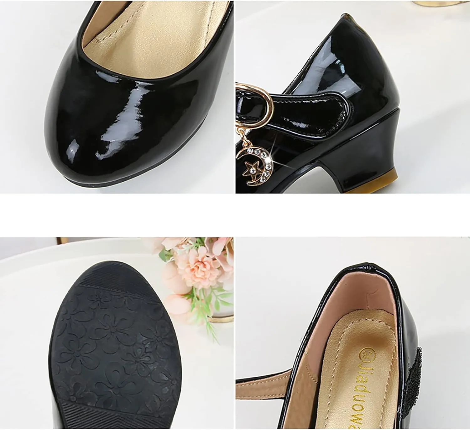 Girls High Heeled Shoes Princess Shoes Primary School Students Single Shoes Children Leather Shoes Girls Sandals