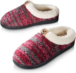 Girls Knitted Fleece Lined Clog Slippers