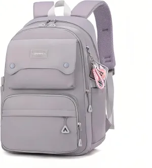 Girls School Backpack,Kids Backpack for Teen Girls Elementary Middle School Bookbag Multi-pocket Fashion Daypack,Grey