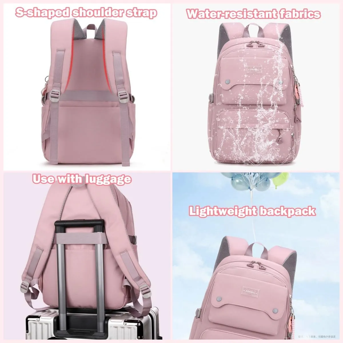 Girls School Backpack,Kids Backpack for Teen Girls Elementary Middle School Bookbag Multi-pocket Fashion Daypack,Grey