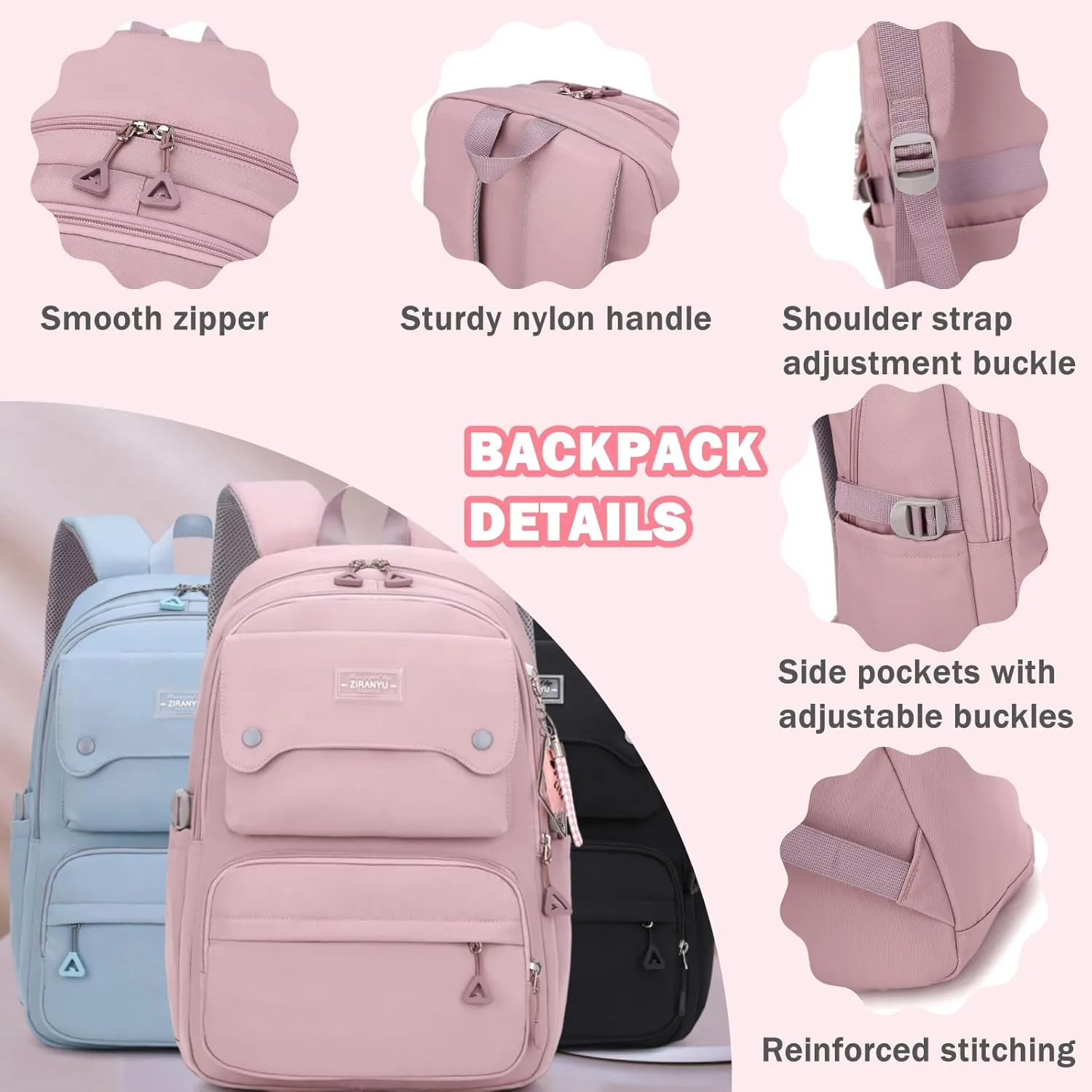 Girls School Backpack,Kids Backpack for Teen Girls Elementary Middle School Bookbag Multi-pocket Fashion Daypack,Grey