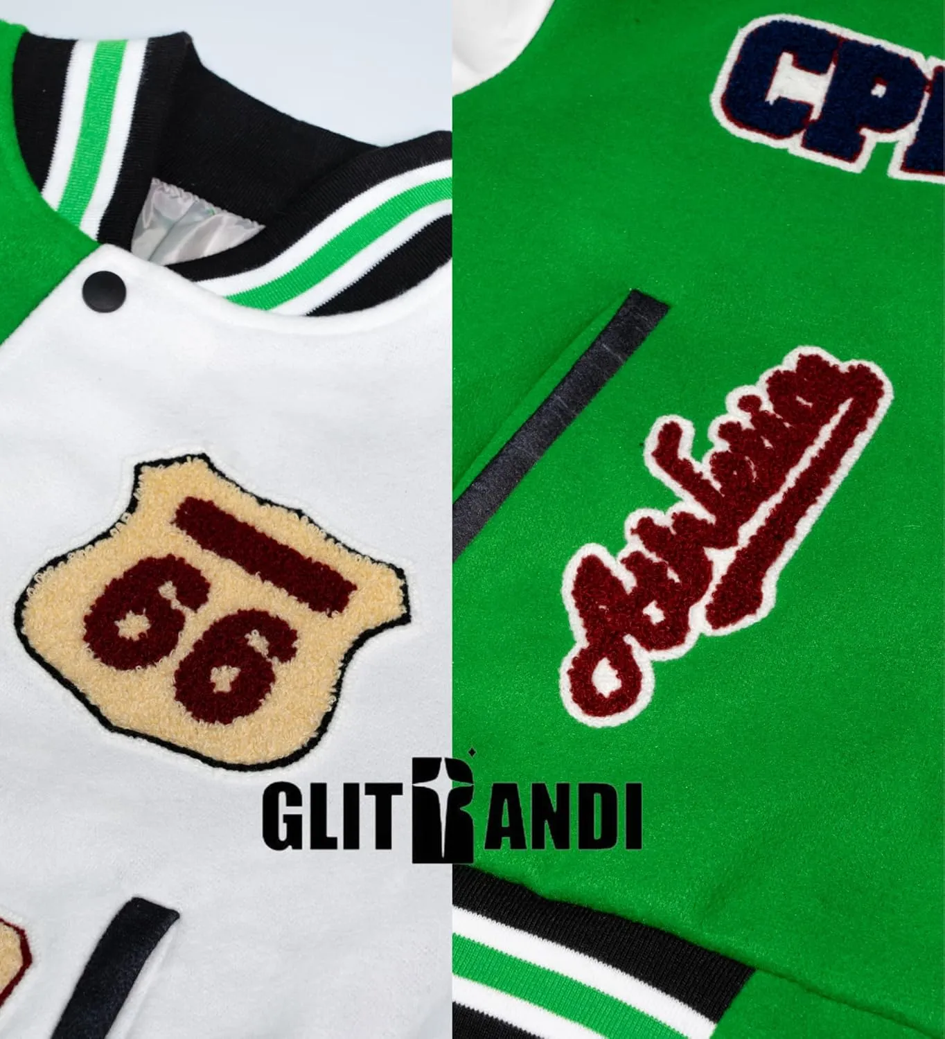 Glitrandi Varsity Jacket Women with Patches Print Cropped Bomber Leather Jacket Women 2025 S-XXL