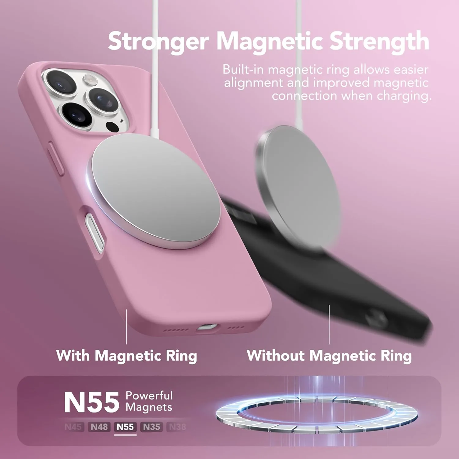 GONEZ Magnetic for iPhone 16 Pro Max Case, Compatible with MagSafe, Liquid Silicone Case, with Screen Protector   Camera Protector, Full Body Protective Shockproof Phone Cover 6.9", Blackcurrant