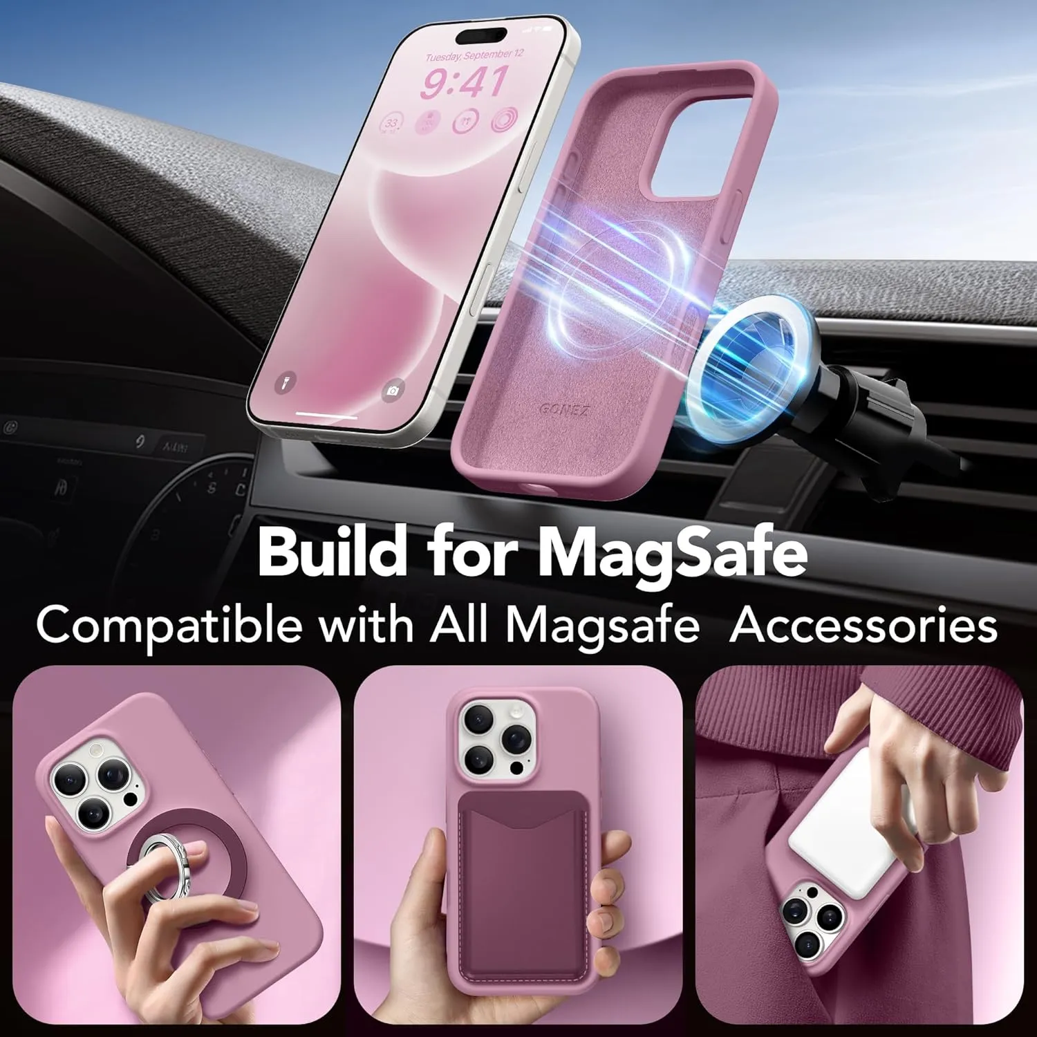 GONEZ Magnetic for iPhone 16 Pro Max Case, Compatible with MagSafe, Liquid Silicone Case, with Screen Protector   Camera Protector, Full Body Protective Shockproof Phone Cover 6.9", Blackcurrant