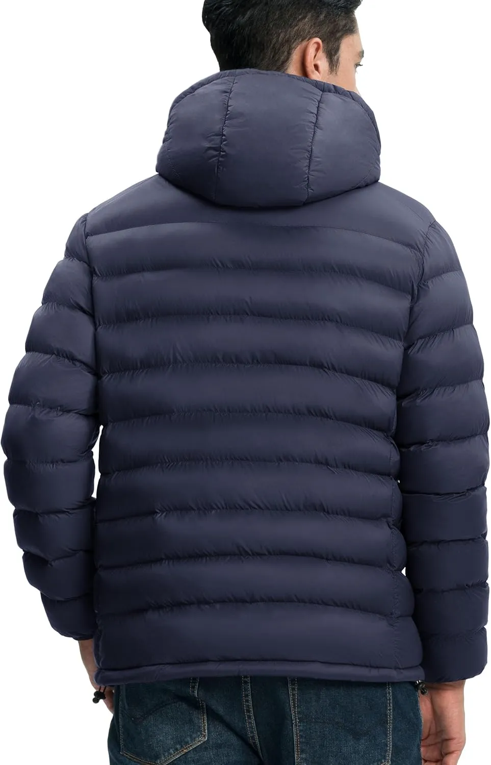 Gopune Men's Lightweight Puffer Jacket Detachable Hooded Water Resistant Puffy Winter Down Jackets for Snow Ski Travel