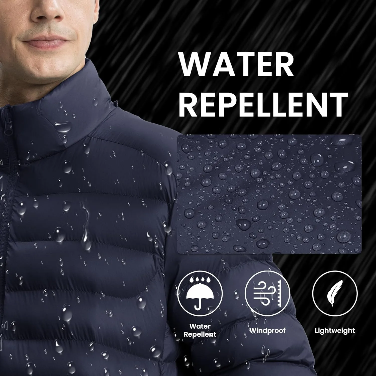Gopune Men's Lightweight Puffer Jacket Detachable Hooded Water Resistant Puffy Winter Down Jackets for Snow Ski Travel