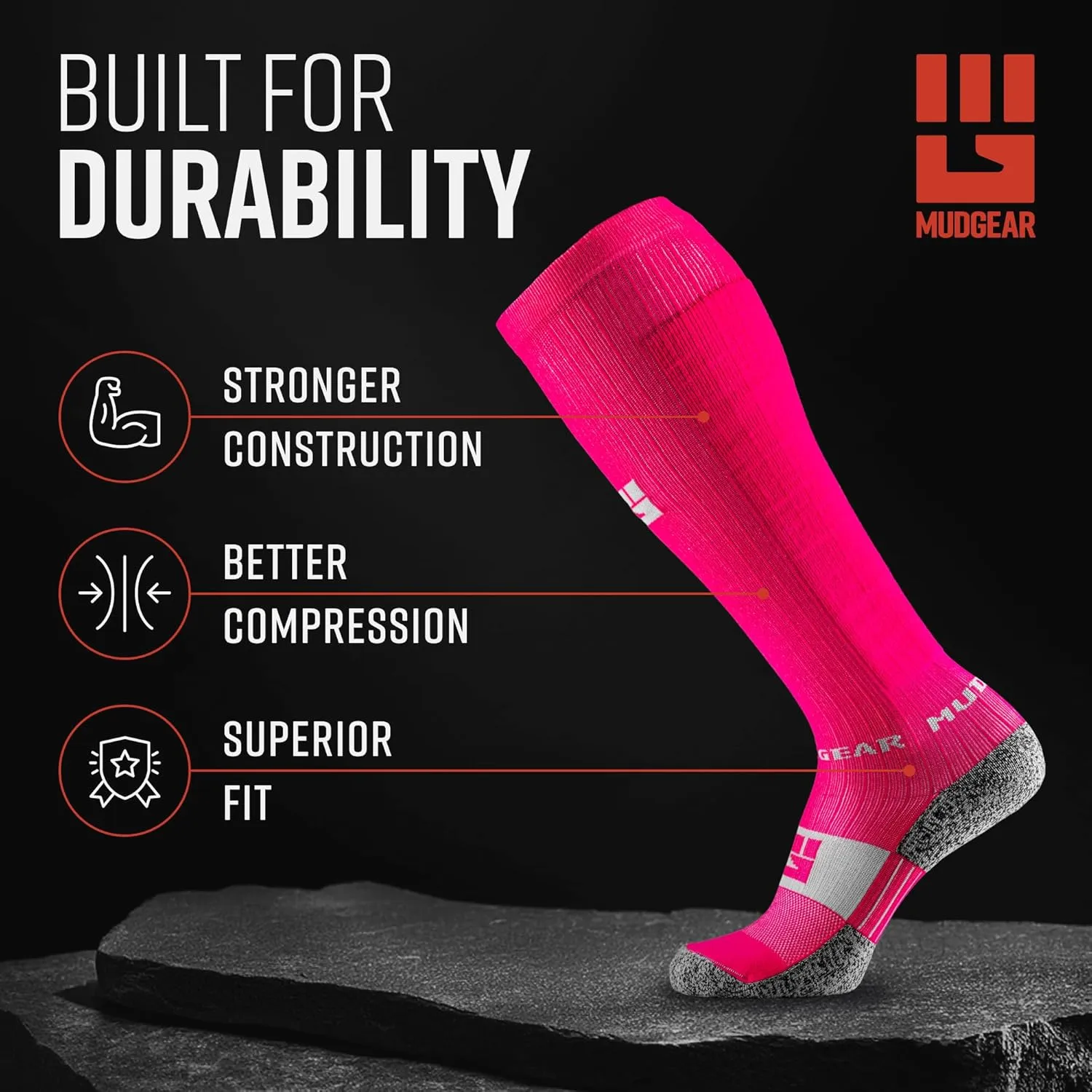 Graduated Compression Socks, Durable, Sweat-Resistant OCR Performance Socks with Cushioned Footbed, Made in USA