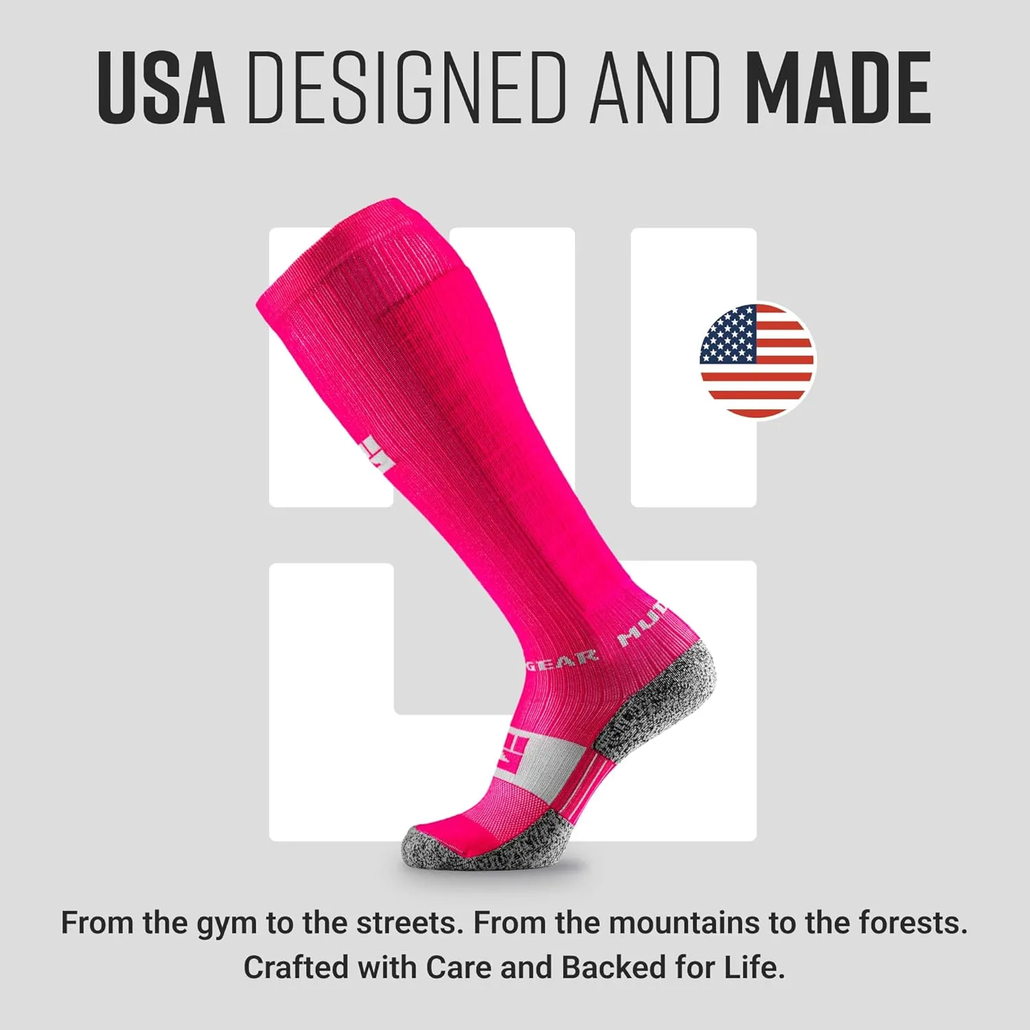 Graduated Compression Socks, Durable, Sweat-Resistant OCR Performance Socks with Cushioned Footbed, Made in USA
