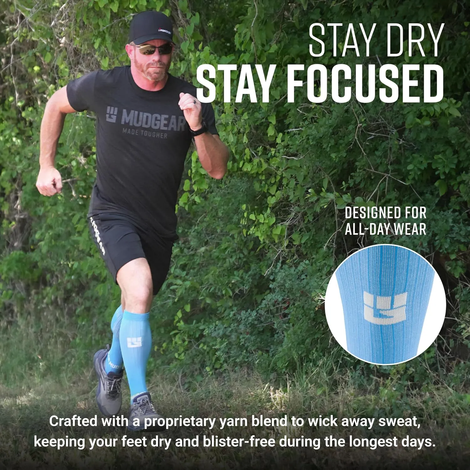 Graduated Compression Socks, Durable, Sweat-Resistant OCR Performance Socks with Cushioned Footbed, Made in USA