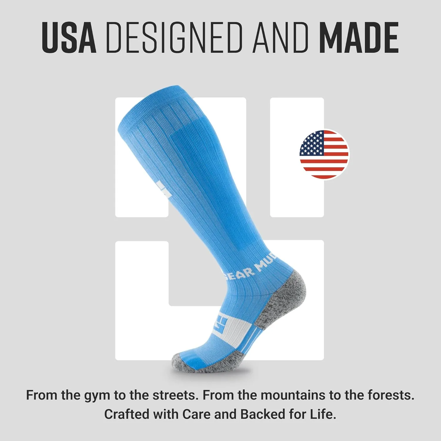 Graduated Compression Socks, Durable, Sweat-Resistant OCR Performance Socks with Cushioned Footbed, Made in USA