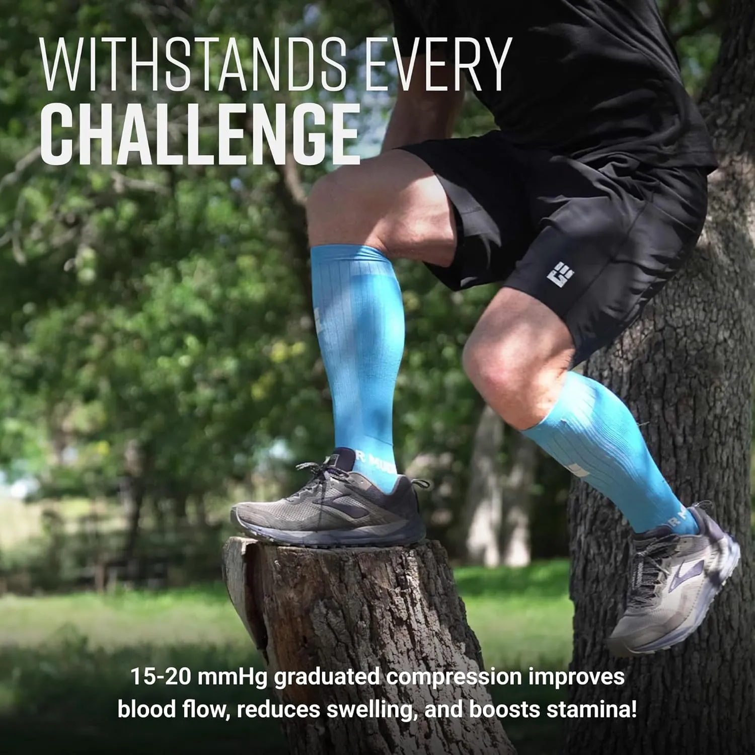 Graduated Compression Socks, Durable, Sweat-Resistant OCR Performance Socks with Cushioned Footbed, Made in USA