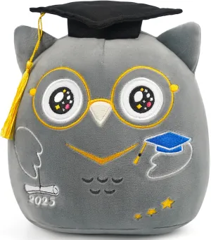 Graduation Owl Stuffed Animal: 8-Inch 2025 School Graduation Anniversary Owl Plush Toy Cute Commemorative Stuff Plushies, Kindergarten Graduation Gifts for Unniversity Middle Primary School Students