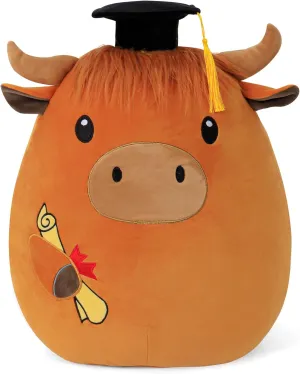 Graduation Stuffed Animal 18 Inch - Highland Cow Plush with Cap (Class of 2025) - Cute Graduation Gift for Kindergarten, Elementary & High School