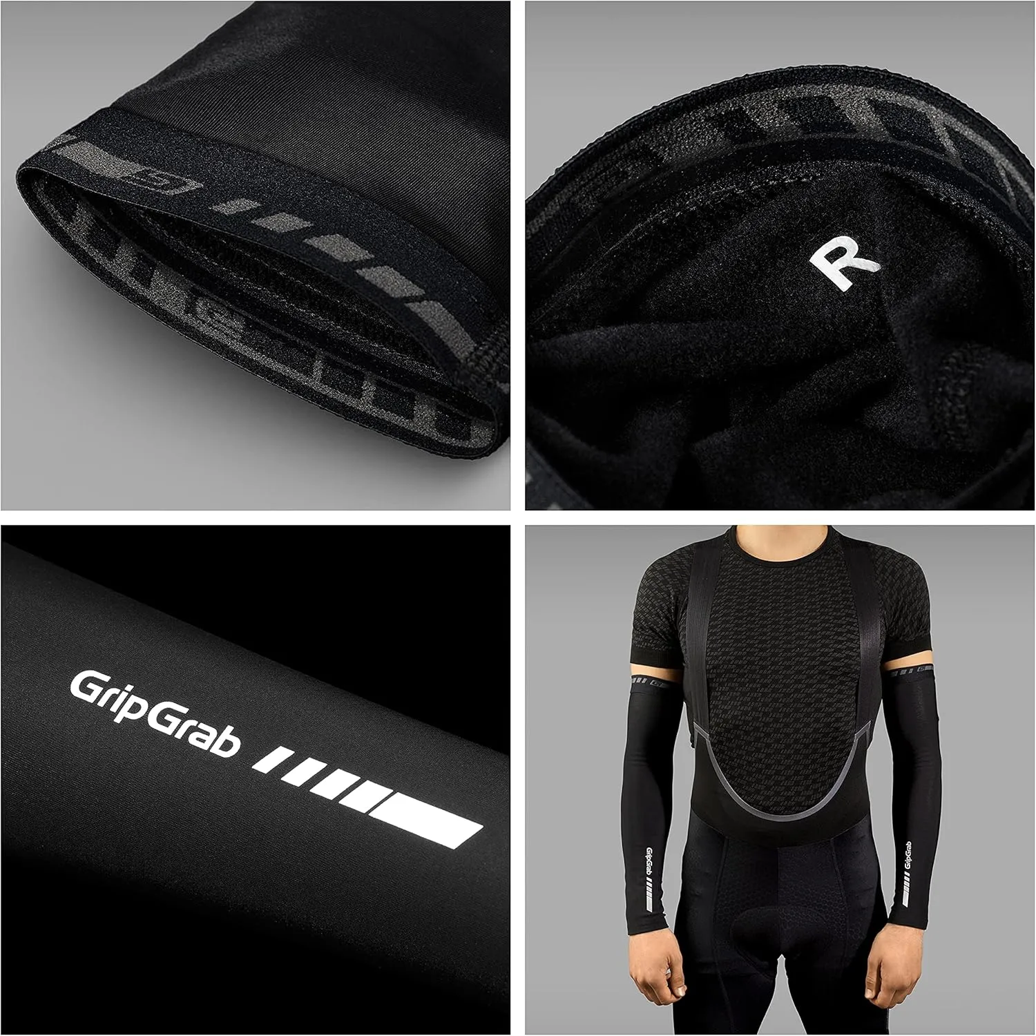 GripGrab Classic Thermal Cycling Arm Warmers Anti-Slip Warm Cycling Arm Sleeves Autumn Winter Fleece Lined Biking Arm Warmers