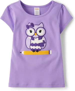 Gymboree Girls' and Toddler School Days Short Sleeve Embroidered Tops