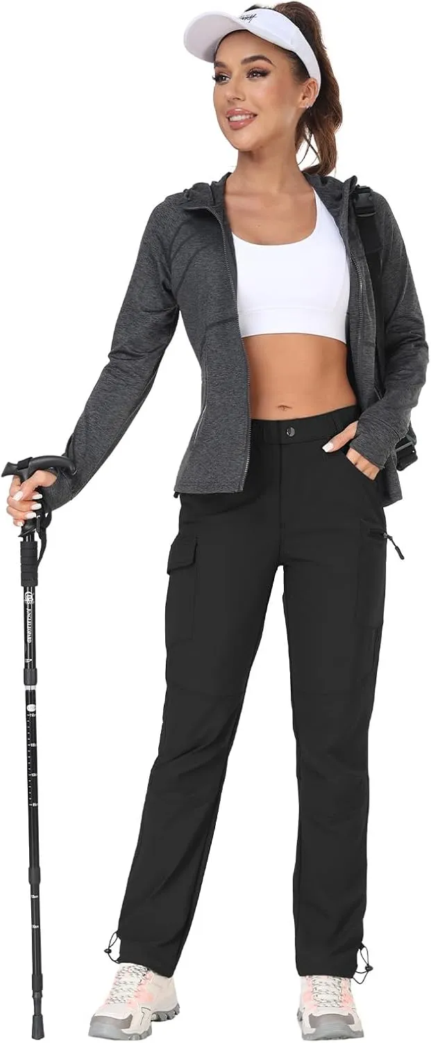 GymBrave Women's Hiking Cargo Pants Quick Dry Outdoor Camping Capris Water Resistant UPF 50 with Zipper Pockets