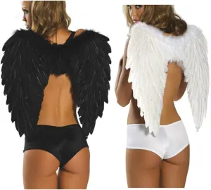 Halloween Feather Angel Wings Cosplay Costumes Dress Party Christmas Props for Adult Women Girls (31.5 * 23.6 inches)