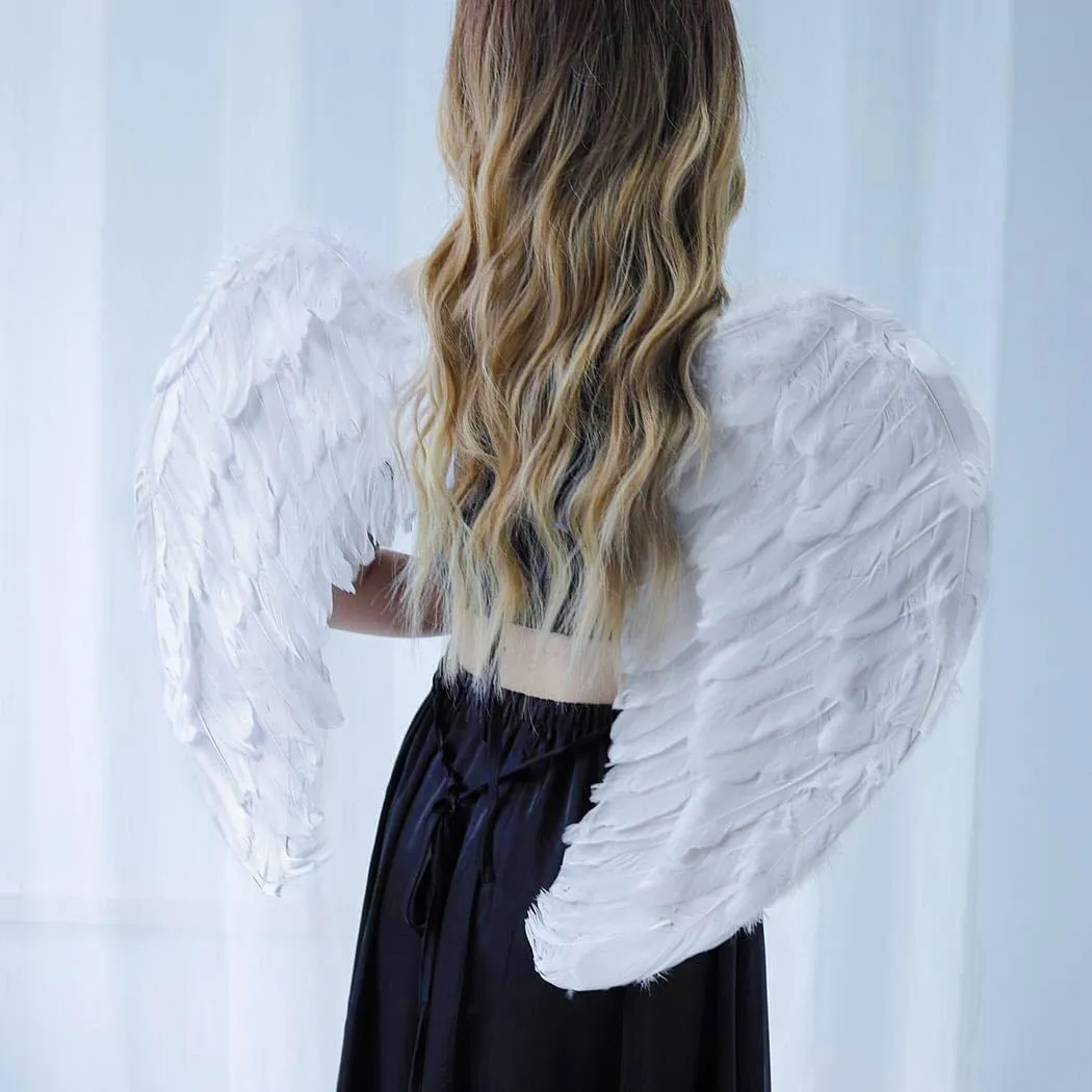 Halloween Feather Angel Wings Cosplay Costumes Dress Party Christmas Props for Adult Women Girls (31.5 * 23.6 inches)