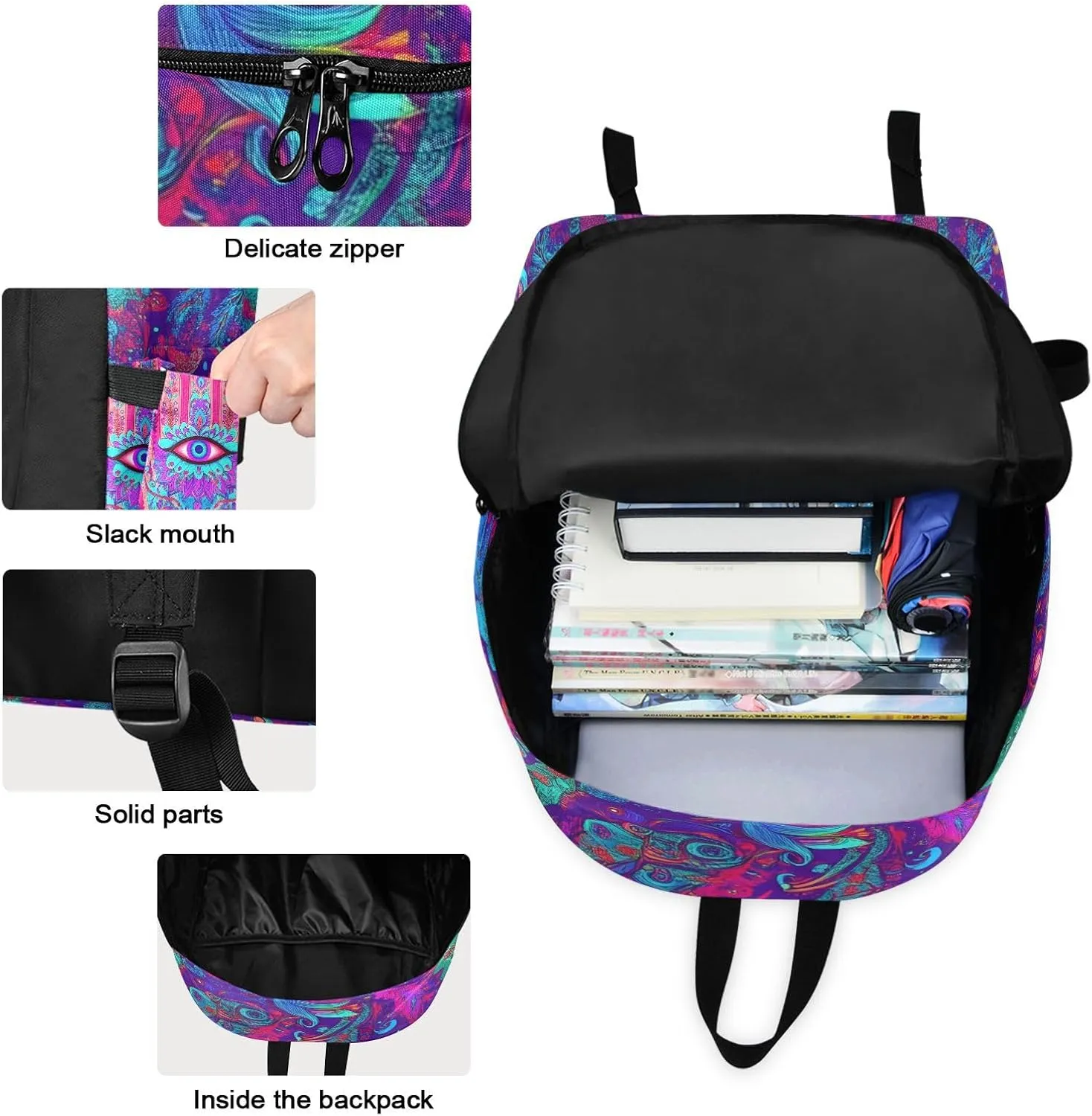 Hamas Hand Pattern Backpack Set with Lunch Bag for Girls Boys Elementary Primary School Kids Lightweight Daypack Set