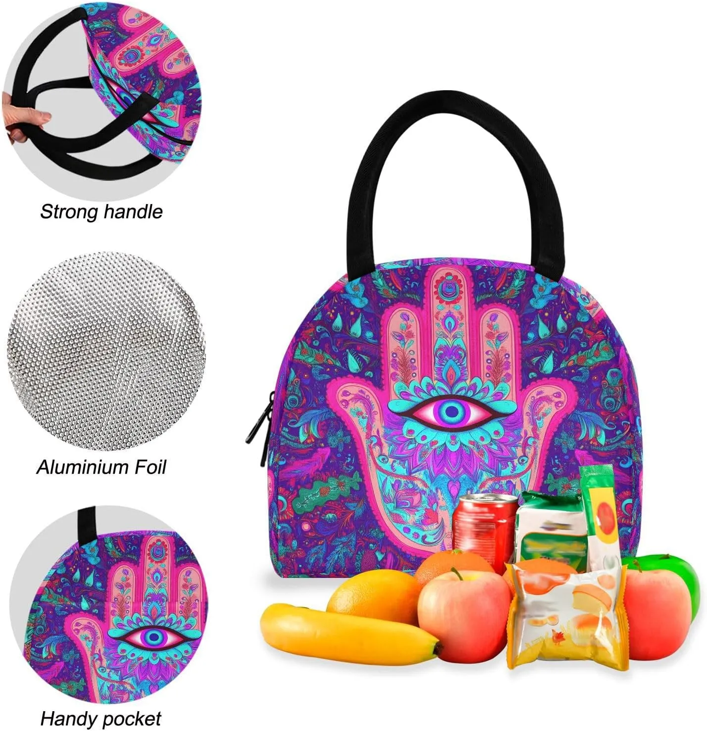Hamas Hand Pattern Backpack Set with Lunch Bag for Girls Boys Elementary Primary School Kids Lightweight Daypack Set