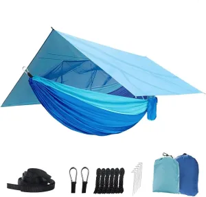 Hammock Hammock with Rain Fly Tarp and Net, 260x140 Cm Portable Camping Hammock Double Tree Hammock Outdoor Portable Hammock