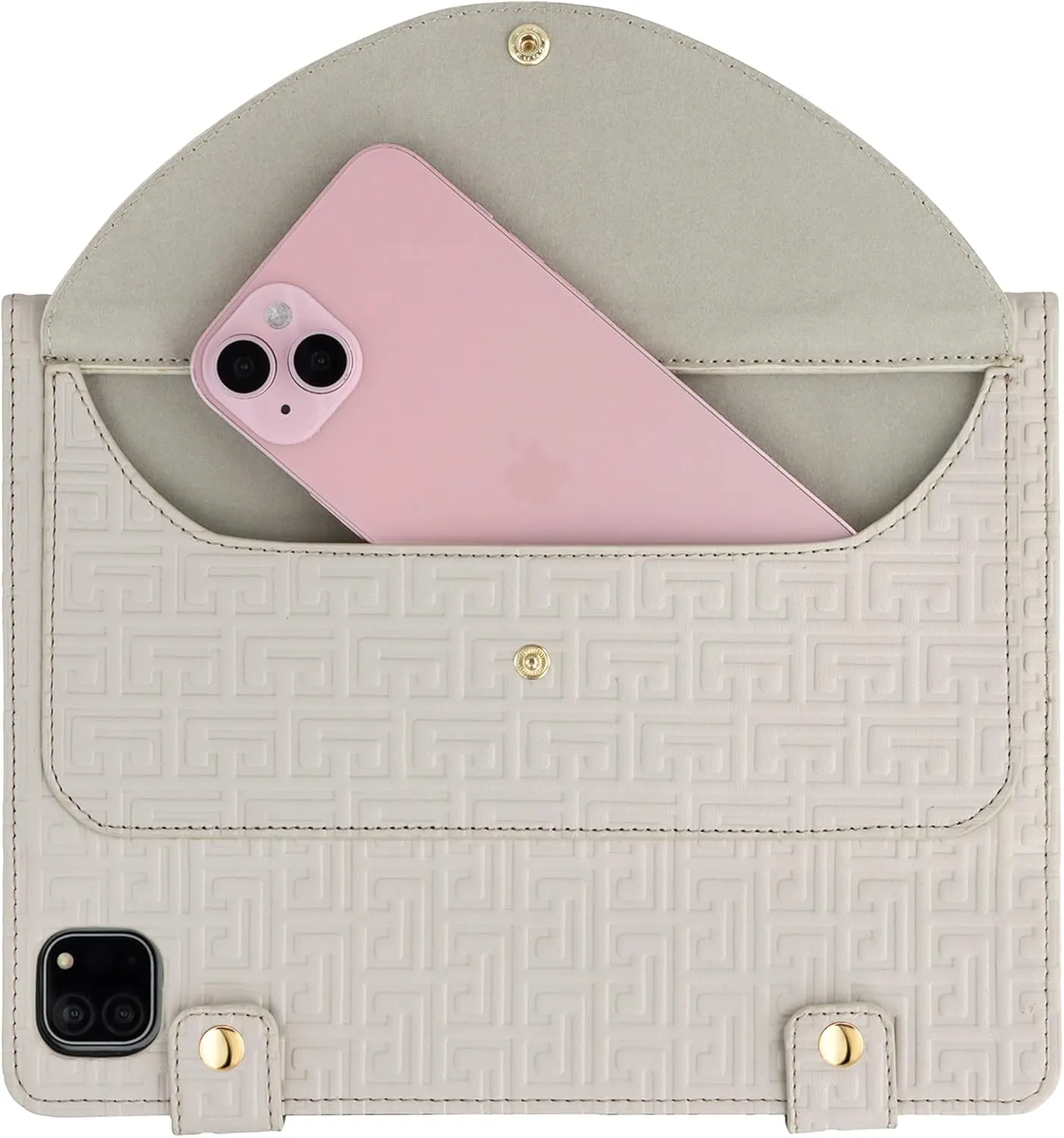 Handbag Case for iPad Air 13" M3 2025/M2 2024, iPad Pro 12.9-inch (6th/5th/4th Generation) Cover w/Pencil Holder, Techcircle Folio Stand Functional Wallet Case w/Shoulder Strap, Off-White
